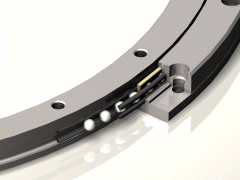 Large diameter wire race bearings allow the unit to accept both large axial and moment loadings