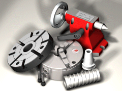 This pictures shows a small number of accesories that are available for immediate use with the PV rotary tables.